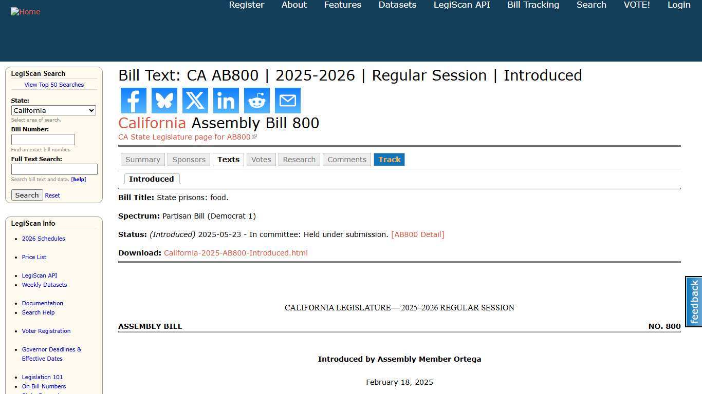 Bill Text: CA AB800 2025-2026 Regular Session Introduced LegiScan